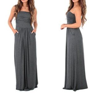 Rags & Couture Women Strapless Ruched Maxi Dress